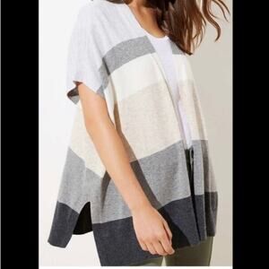 Loft Sleeveless Boxy Striped Sweater Vest Multicolor Grey XS/Small Wool Neutral